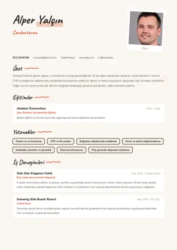 Cankurtaran CV Örnekleri cv indir